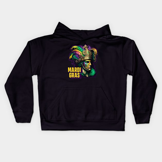 Mardi Gras King Kids Hoodie by Alonesa